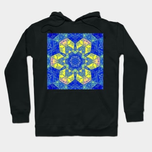 Mosaic Mandala Blue and Yellow Hoodie